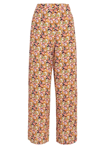 Skønne multifarvet bukser med brede ben, sidelommer og elastik i taljen fra Smashed Lemon