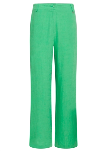 Skønne grønne bukser med brede ben, sidelommer, lynlås og elastik bagpå fra Smashed Lemon
